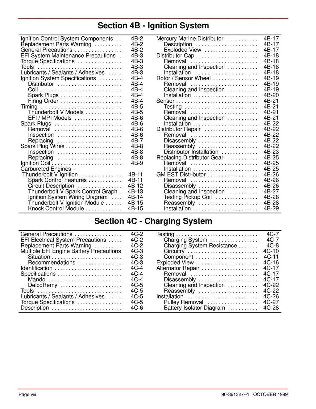 MERCURY MERCRUISER NO. 24 MARINE ENGINES SERVICE MANUAL, WIRE BOUND,TOUGH COVERS