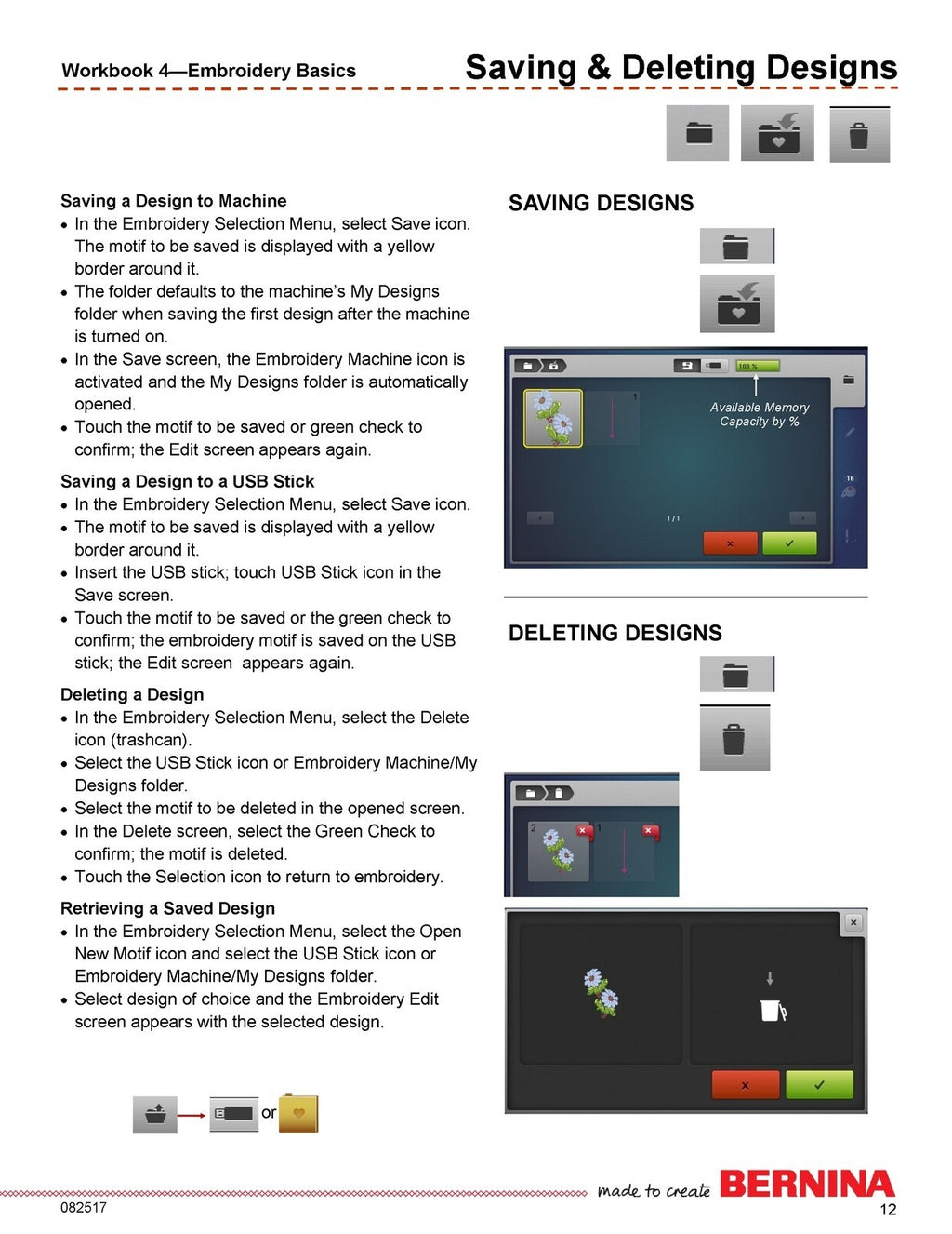 BERNINA Embroidery Workbook Addendum for B880 B790 PLUS - WIRE BOUND - COVERS