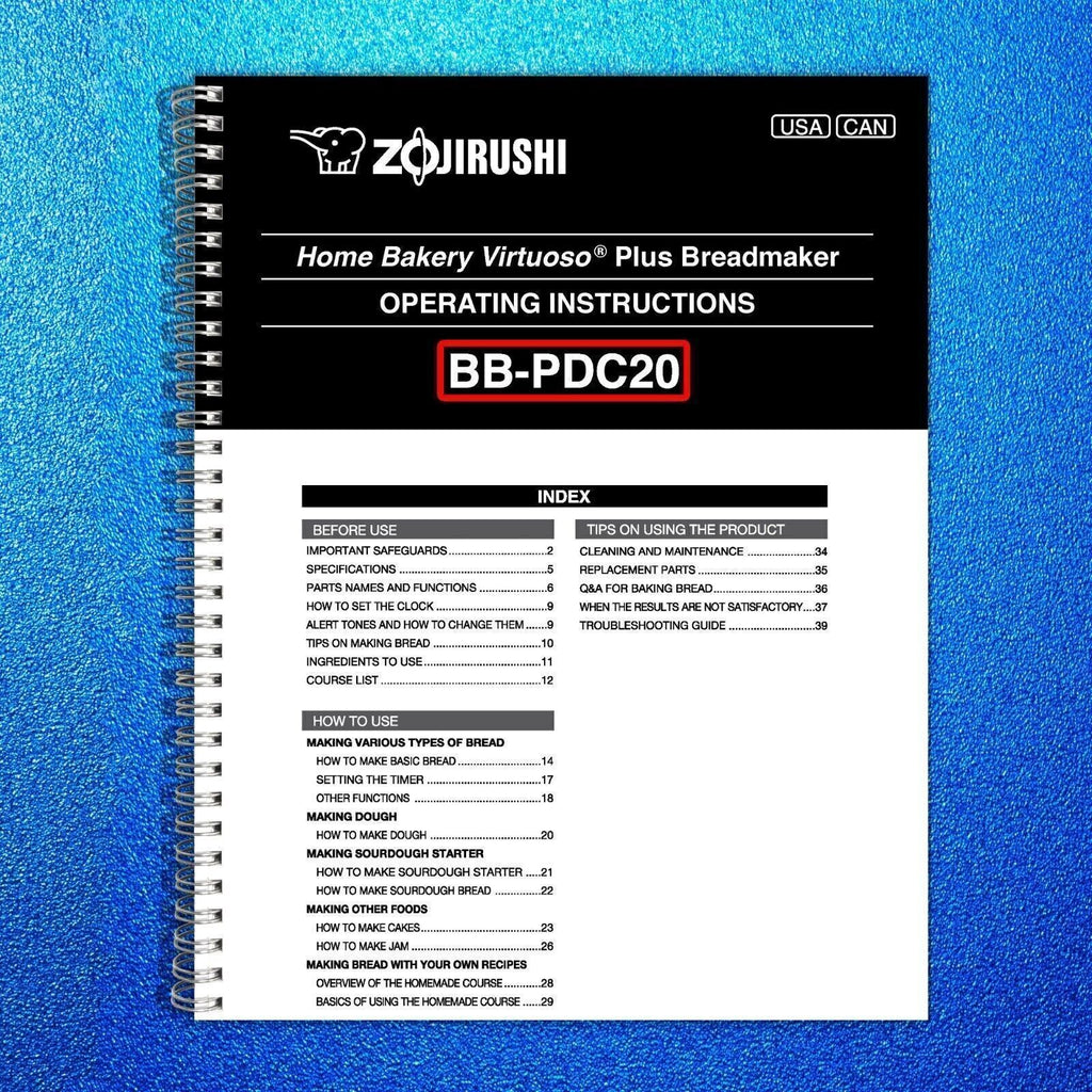 Zojirushi BB-PDC20 Bread Machine Owners Manual User Guide Instruction + Recipes!