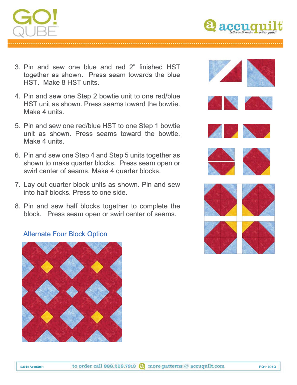 AccuQuilt Go! Qube Manual 8" 3-in-1: BLOCK, CORNERS & ANGLES, 433 PG  Wire Bound