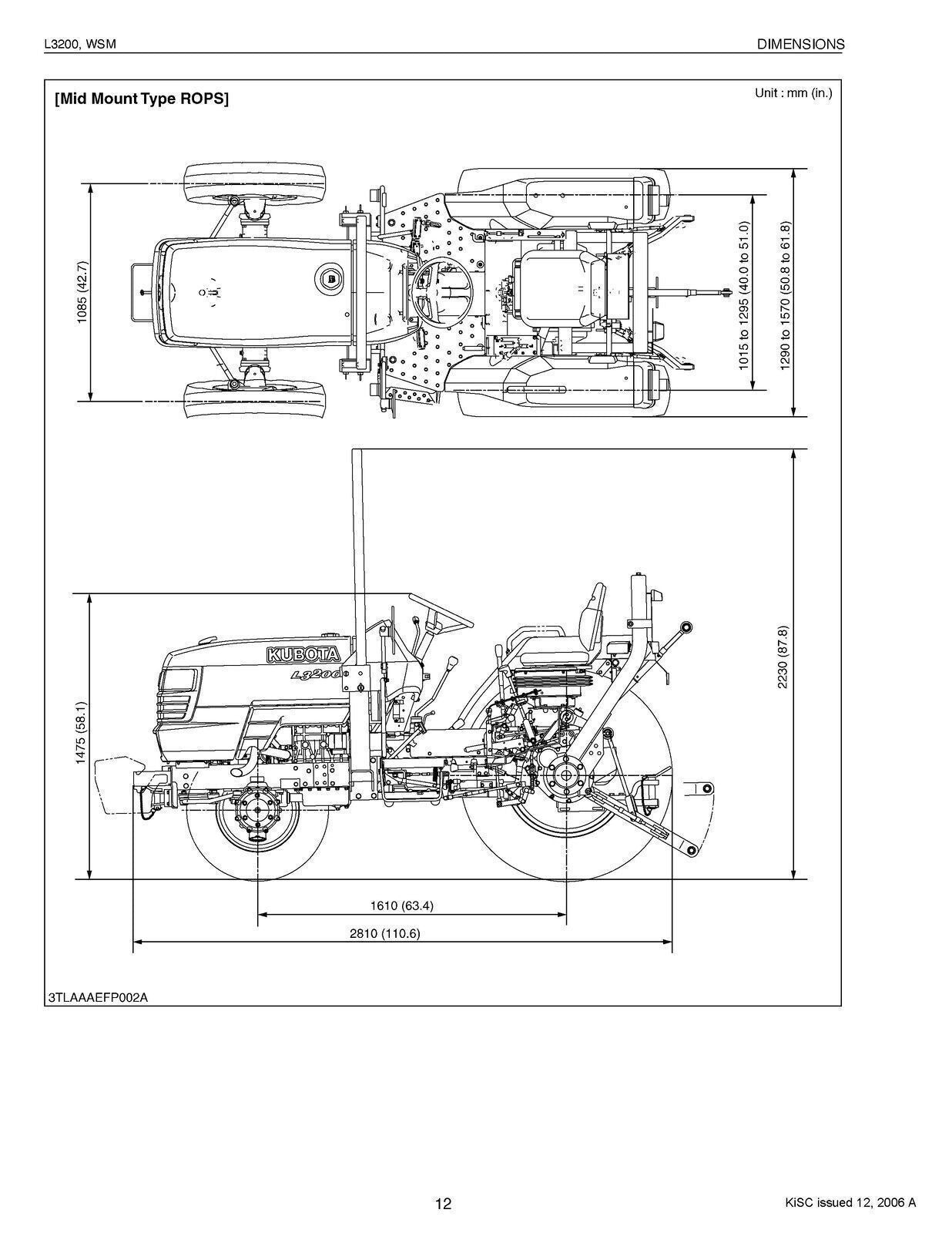 KUBOTA L3200 WORKSHOP SERVICE MANUAL - STEEL WIRE BOUND - PROTECTIVE COVERS