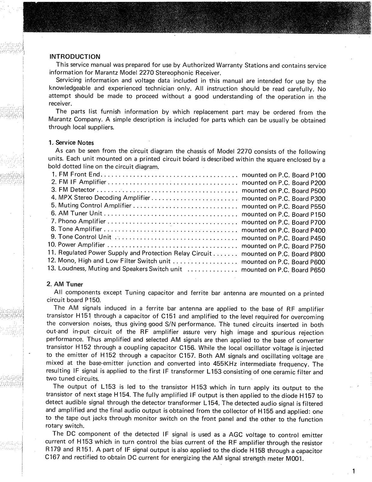 MARANTZ 2270 Receiver Service Manual - STEEL WIRE BOUND - COVERS - FOLDOUT PAGES
