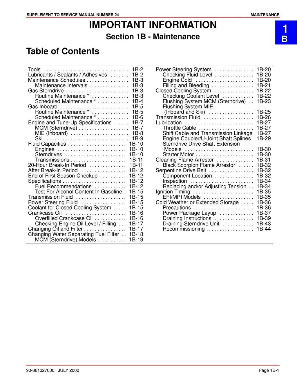 MERCURY MERCRUISER SUPPLEMENT TO NO. 24 SERVICE MANUAL, WIRE BOUND, TOUGH COVERS