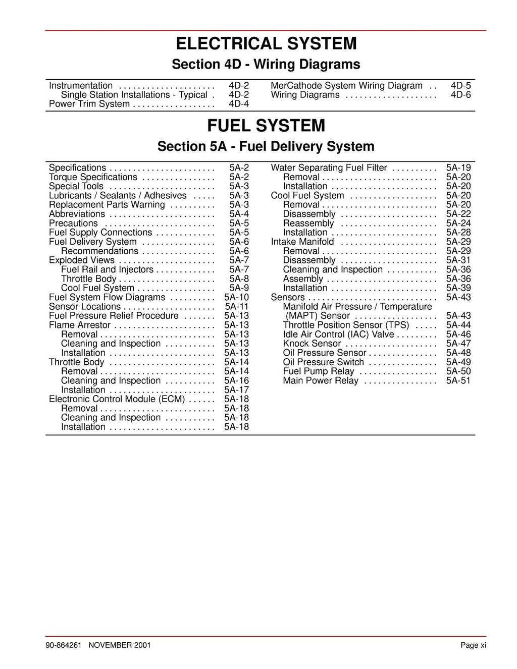 MERCURY 4.3L MPI GASOLINE ENGINE NO. 32 SERVICE MANUAL - WIRE BOUND - COVERS