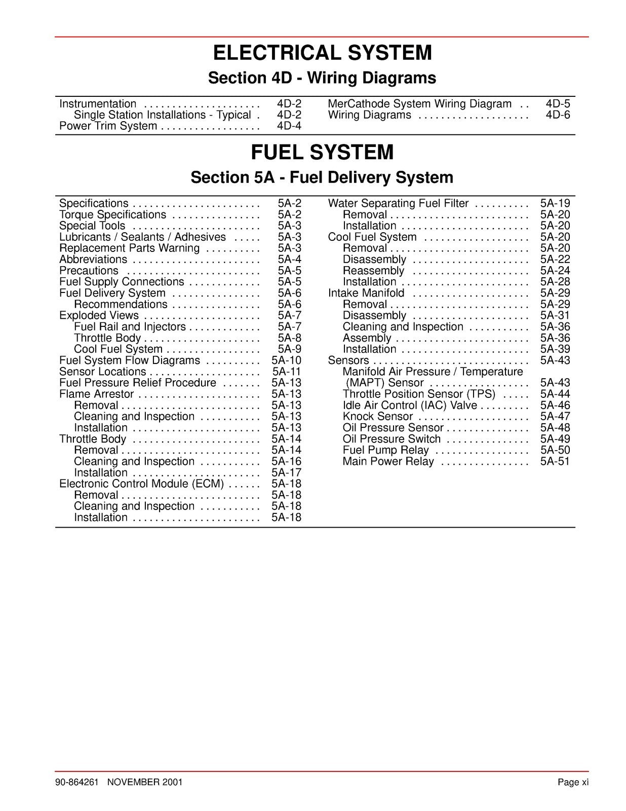 MERCURY 4.3L MPI GASOLINE ENGINE NO. 32 SERVICE MANUAL - WIRE BOUND - COVERS