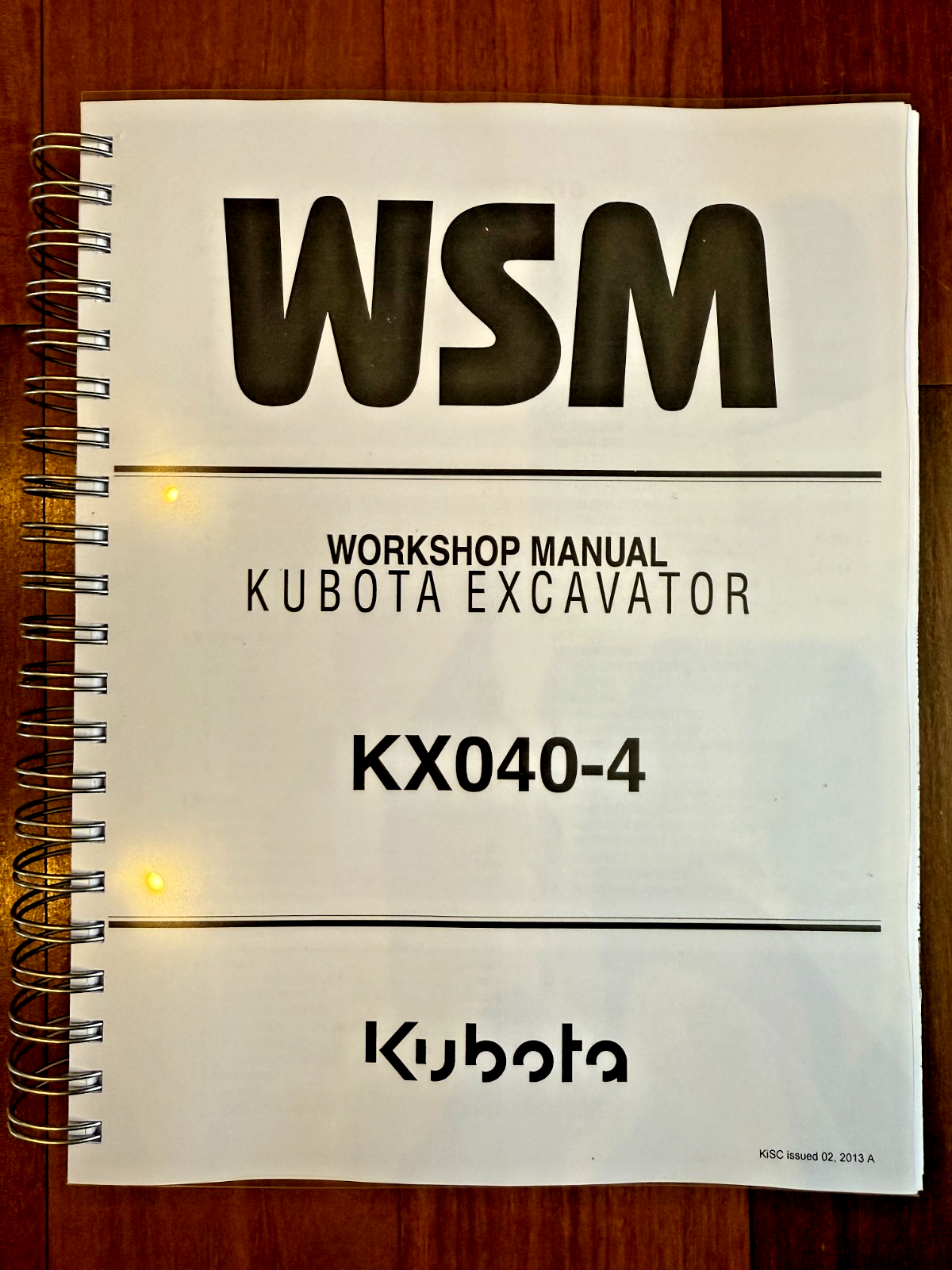 KUBOTA KX040-4 Excavator Workshop Manual 2013 - BOUND - COVERS - XL FOLDOUTS