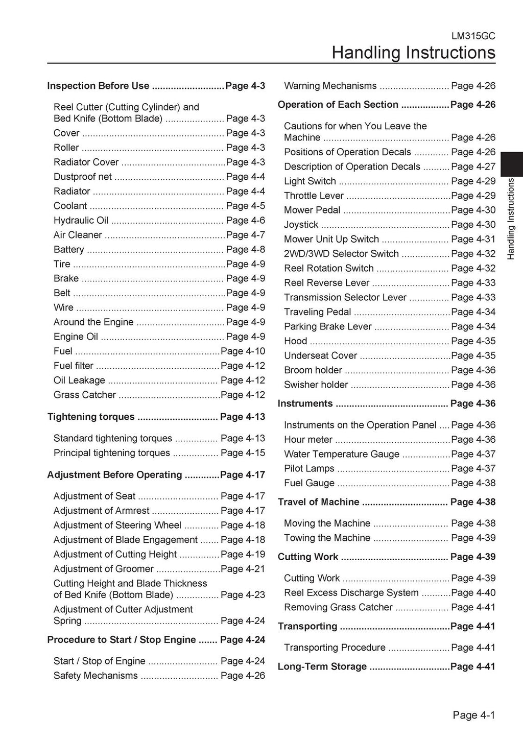 BARRONESS LM315GC Greens Mower Operator Manual - WIRE BOUND - PROTECTIVE COVERS