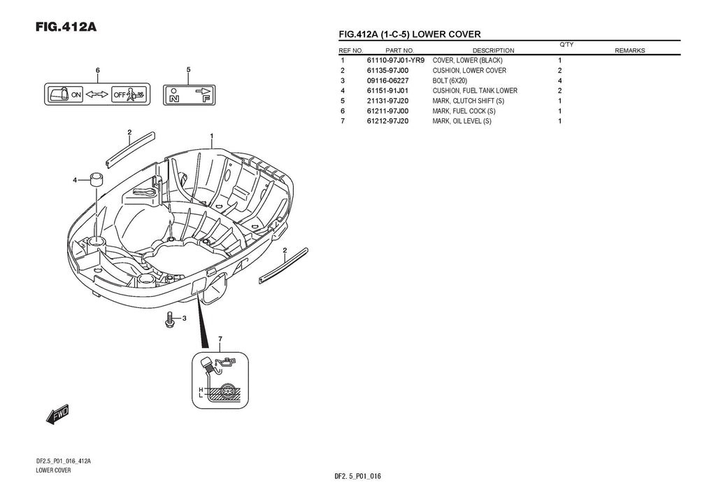 SUZUKI DF2.5 Outboard Motor Parts Cataloge Manual - WIRE BOUND - COVERS