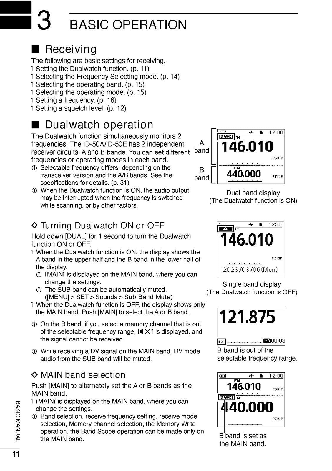 ICOM ID-50A ID-50E TRANSCEIVER BASIC MANUAL, STEEL WIRE BOUND, PROTECTIVE COVERS