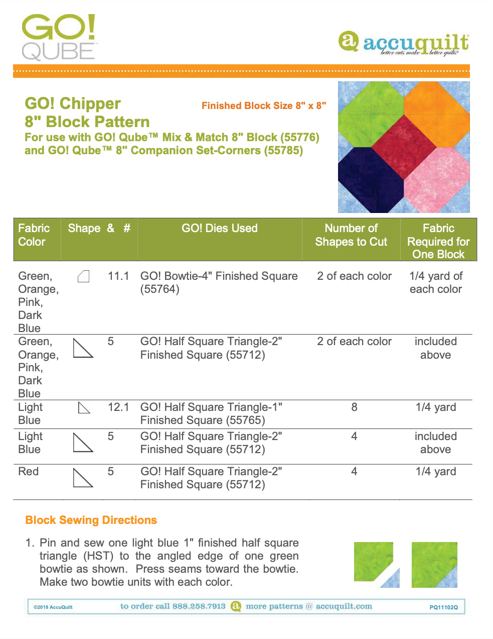 AccuQuilt Go! Qube Manual 8" 3-in-1: BLOCK, CORNERS & ANGLES, 433 PG  Wire Bound