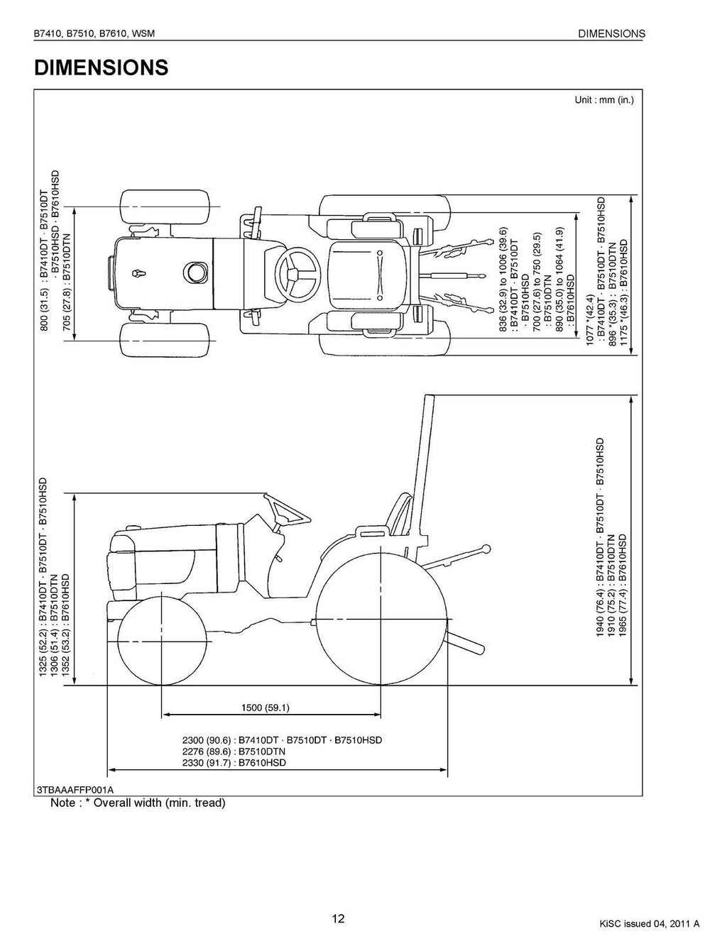 KUBOTA B7410 B7510 B7610 WORKSHOP MANUAL - WIRE BOUND - COVERS - XL FOLDOUTS!
