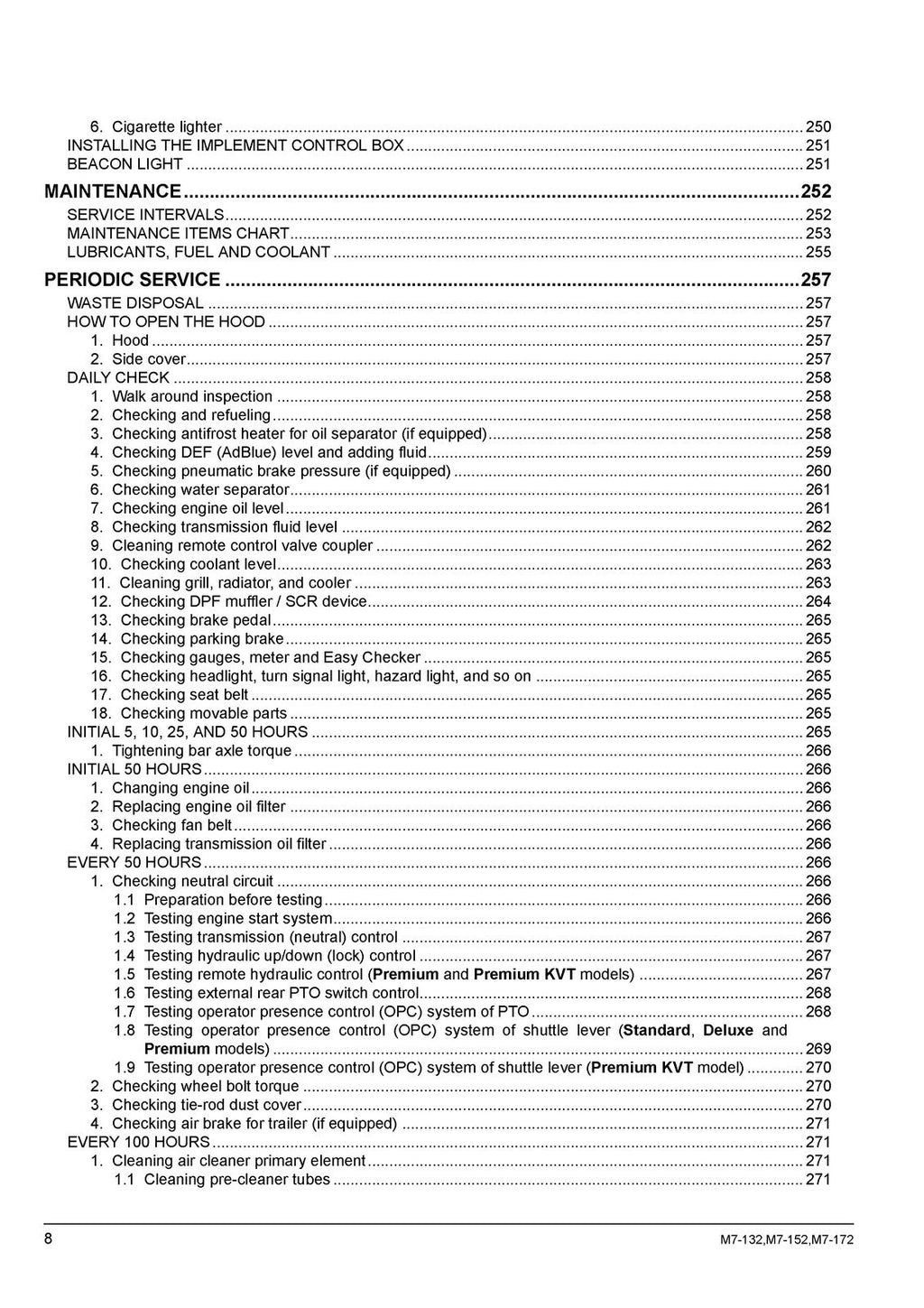 KUBOTA M7132 M7152 M7172 TRACTOR OPERATORS MANUAL - WIRE BOUND - TOUGH COVERS