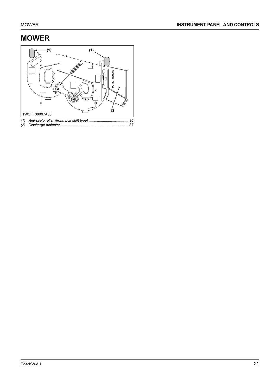 KUBOTA Z232KW-AU ZERO TURN MOWER OPERATORS MANUAL - WIRE BOUND - TOUGH COVERS