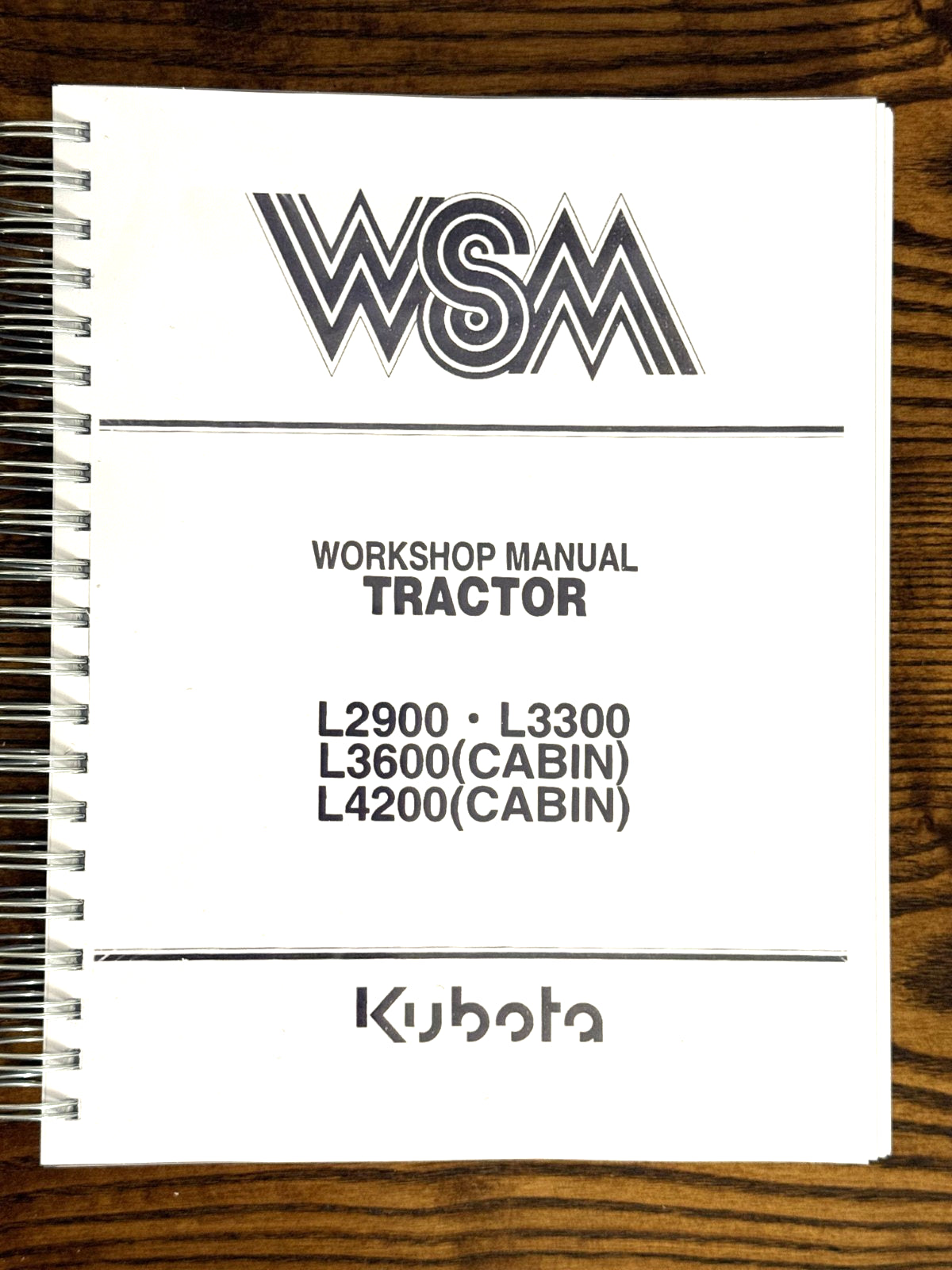 KUBOTA L2900 L3300 L3600 L4200 WORKSHOP MANUAL WSM - WIRE BOUND - COVERS - COLOR