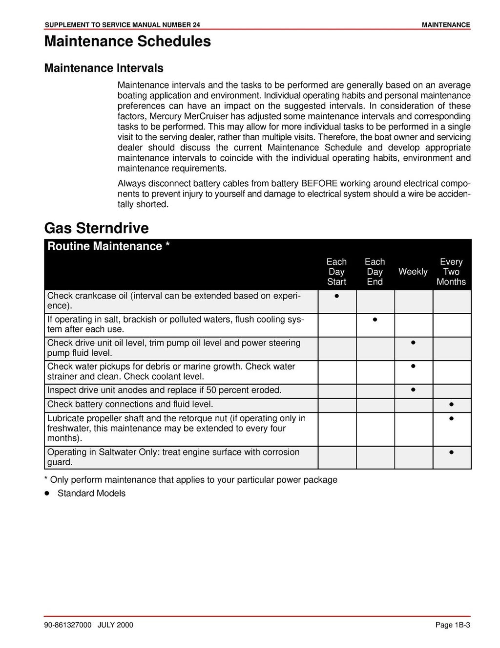 MERCURY MERCRUISER SUPPLEMENT TO NO. 24 SERVICE MANUAL, WIRE BOUND, TOUGH COVERS