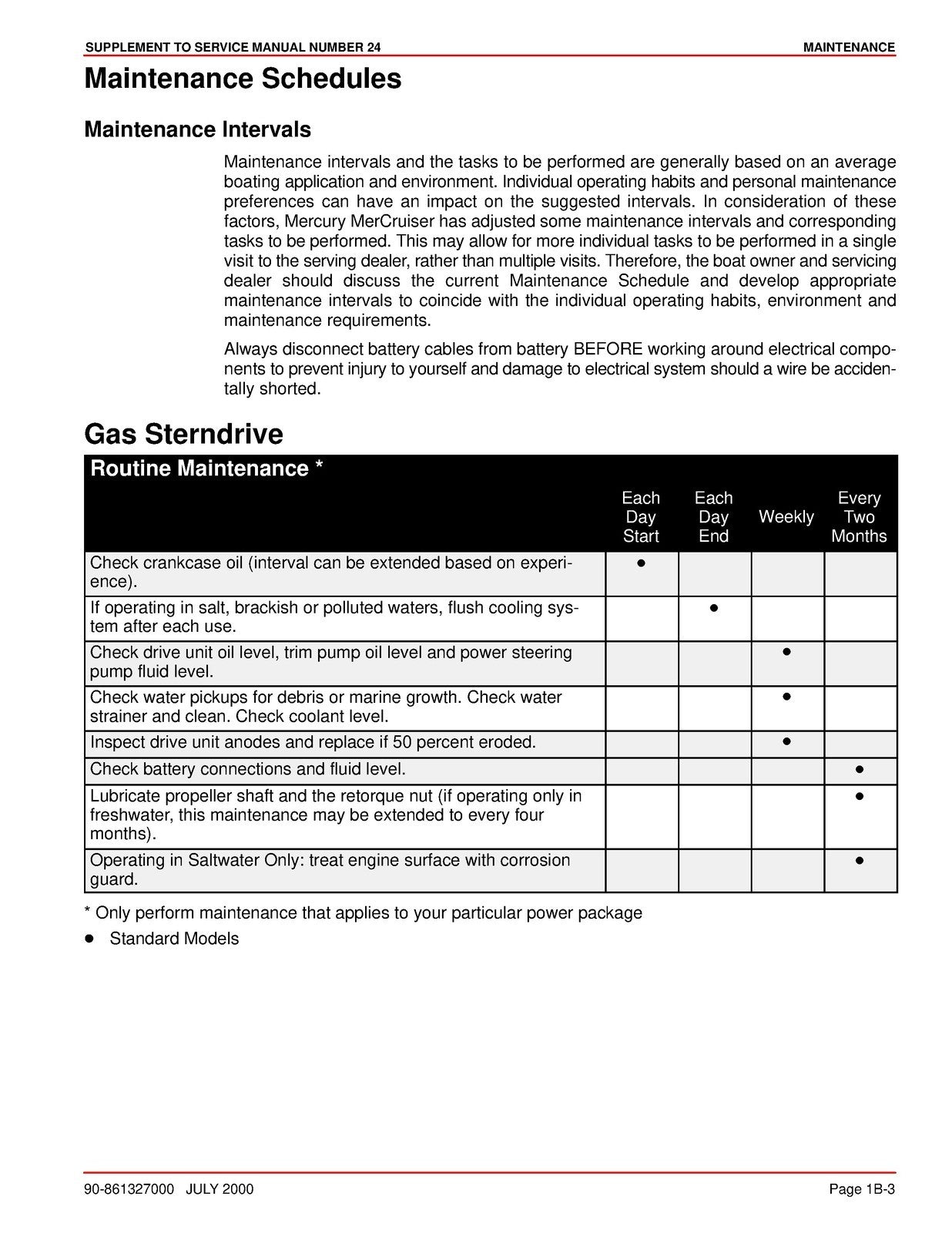MERCURY MERCRUISER SUPPLEMENT TO NO. 24 SERVICE MANUAL, WIRE BOUND, TOUGH COVERS