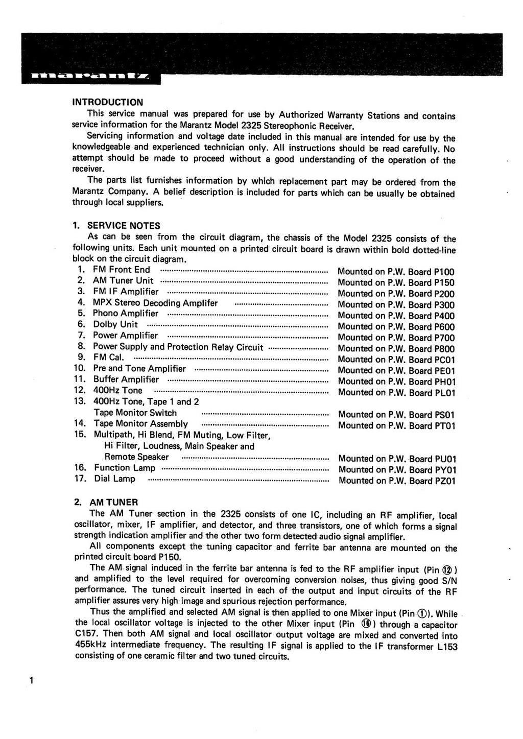 MARANTZ 2325 RECEIVER SERVICE MANUAL, WIRE BOUND, TOUGH COVERS, FOLDOUT DIAGRAMS
