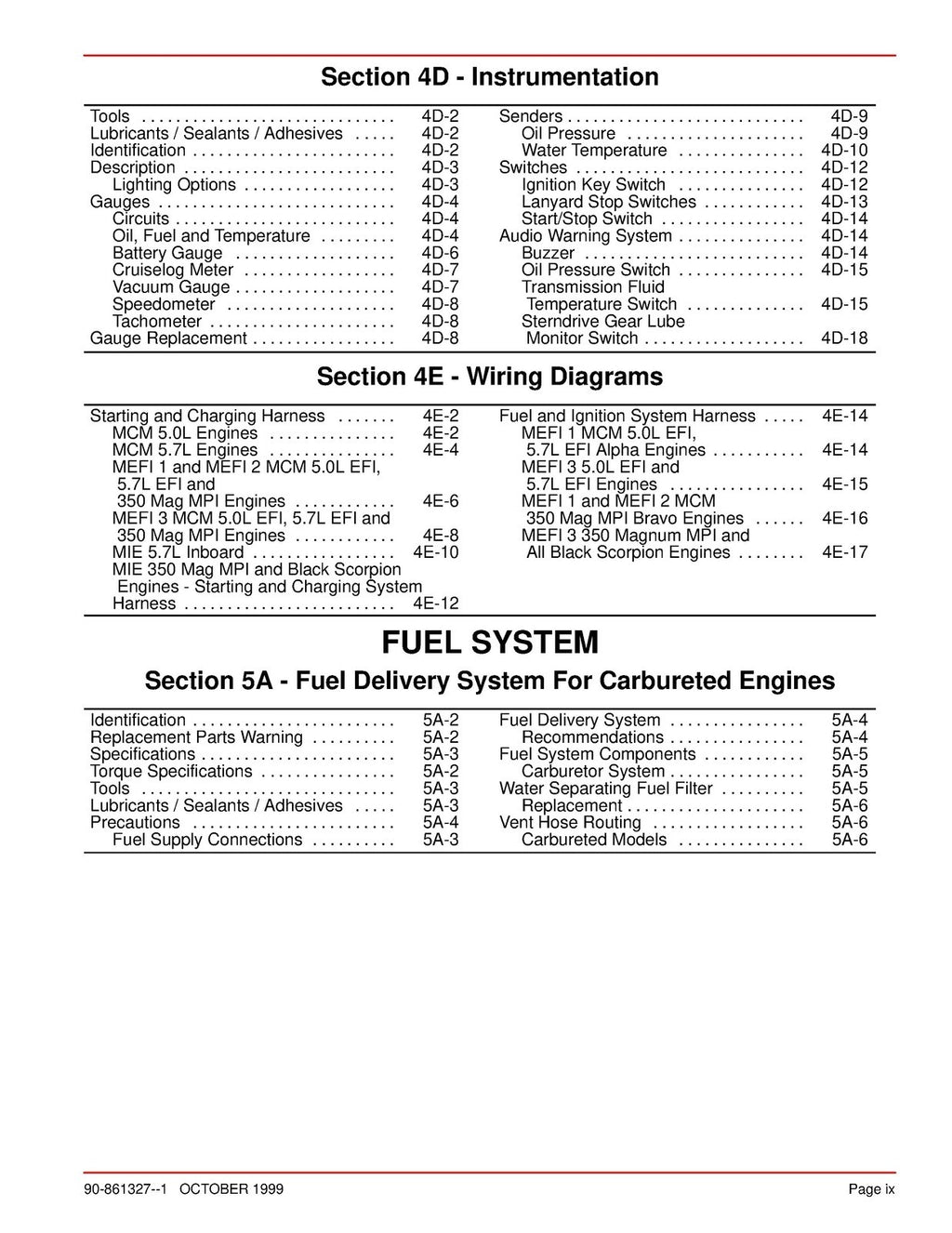 MERCURY MERCRUISER NO. 24 MARINE ENGINES SERVICE MANUAL, WIRE BOUND,TOUGH COVERS