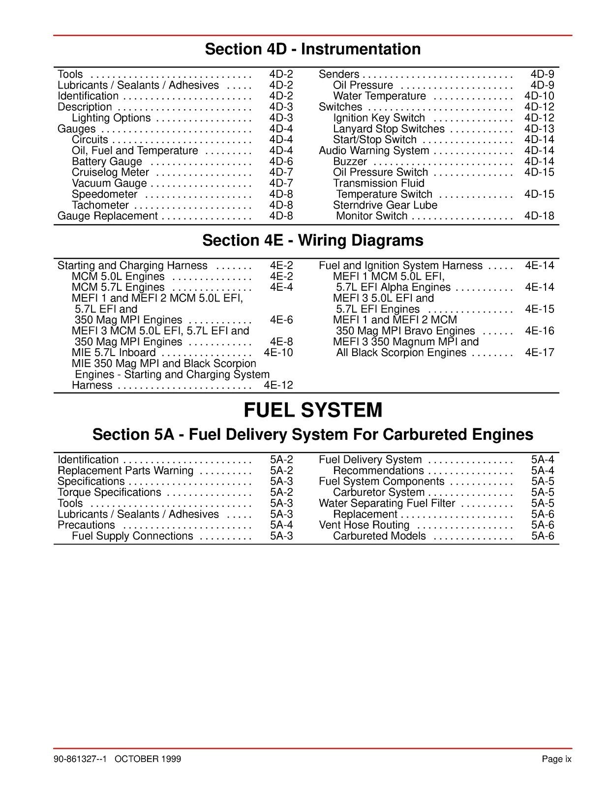MERCURY MERCRUISER NO. 24 MARINE ENGINES SERVICE MANUAL, WIRE BOUND,TOUGH COVERS