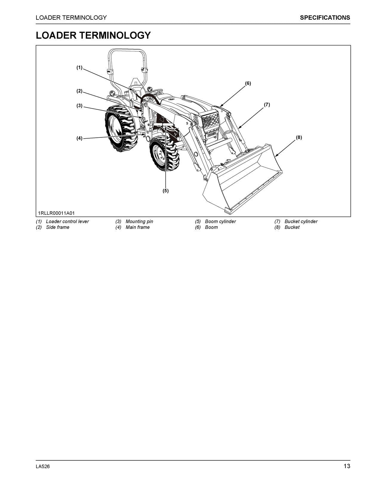 KUBOTA LA526 FRONT LOADER OPERATORS MANUAL - WIRE BOUND - TOUGH COVERS