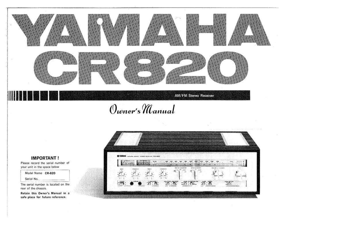 YAMAHA CR-820 Service & Owners Manual BUNDLE - WIRE BOUND - COVERS - FOLDOUTS