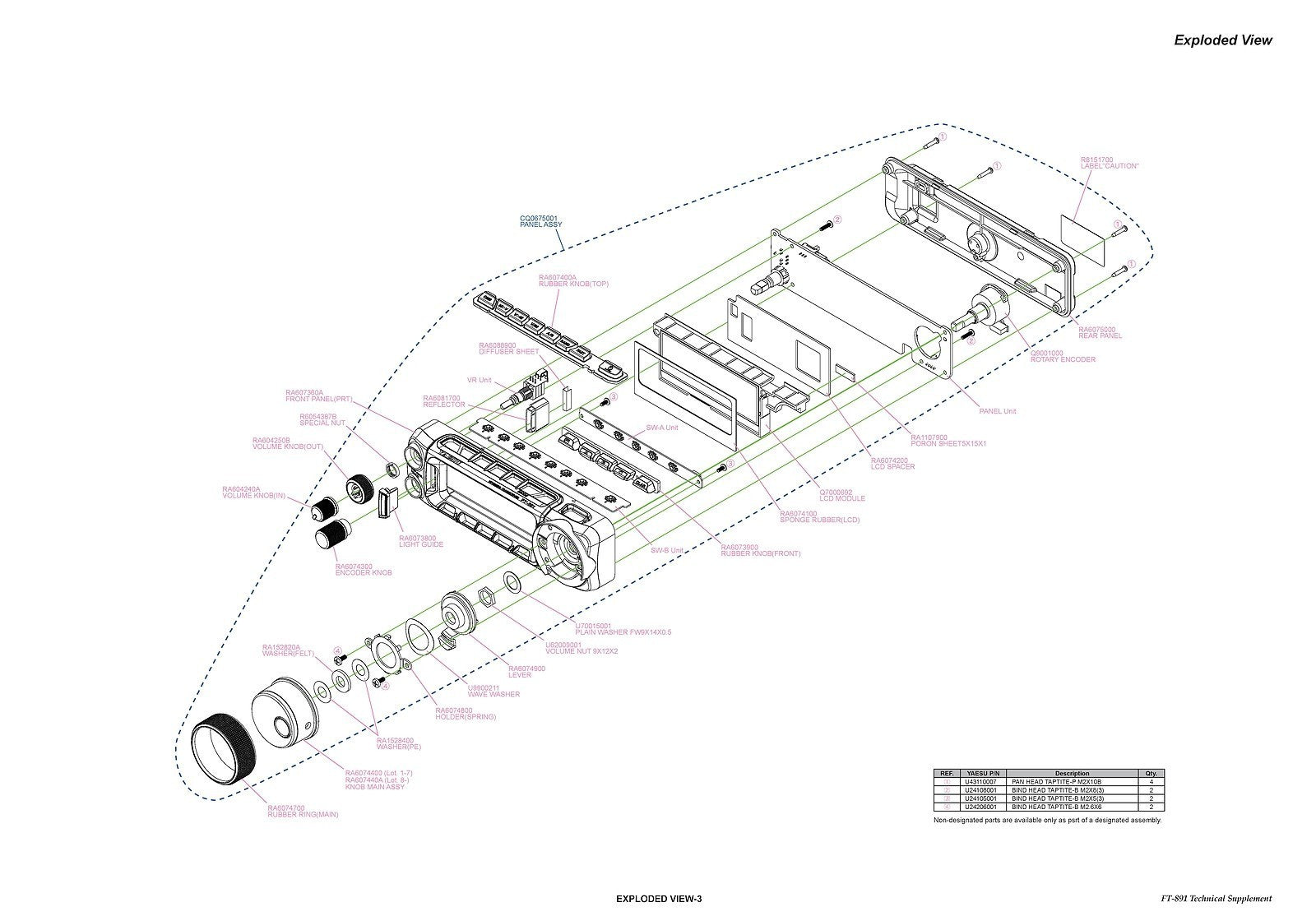 YAESU FT-891 TRANCEIVER TECHNICAL MANUAL - LARGE FOLD-OUT PAGES - WIRE BOUND