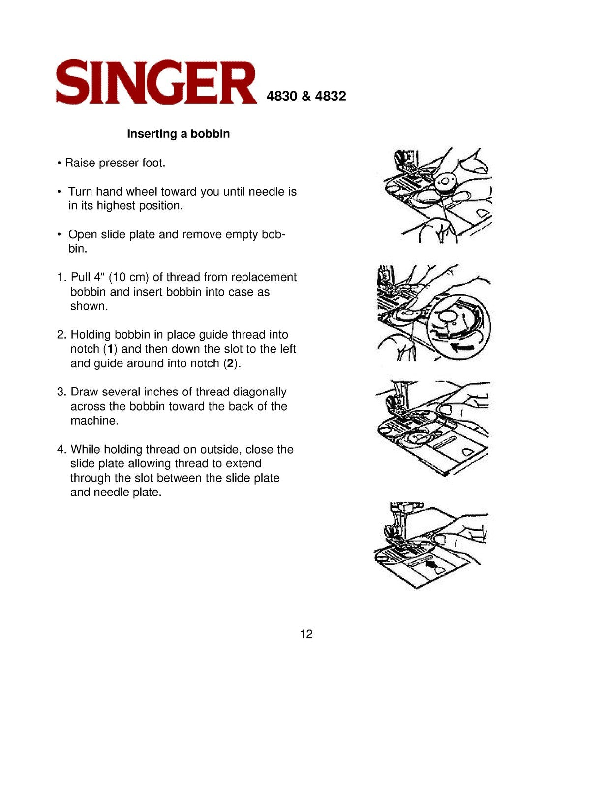 SINGER 4830 4832 Sewing Machine Instruciton Manual - WIRE BOUND - TOUGH COVERS