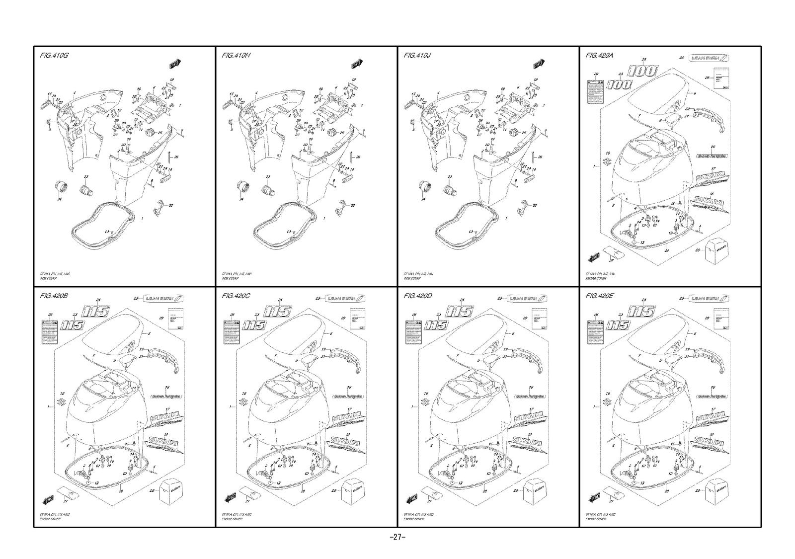 SUZUKI DF100A DF115A DF140A OUTBOARD PARTS CATALOGUE MANUAL - BOUND - COVERS