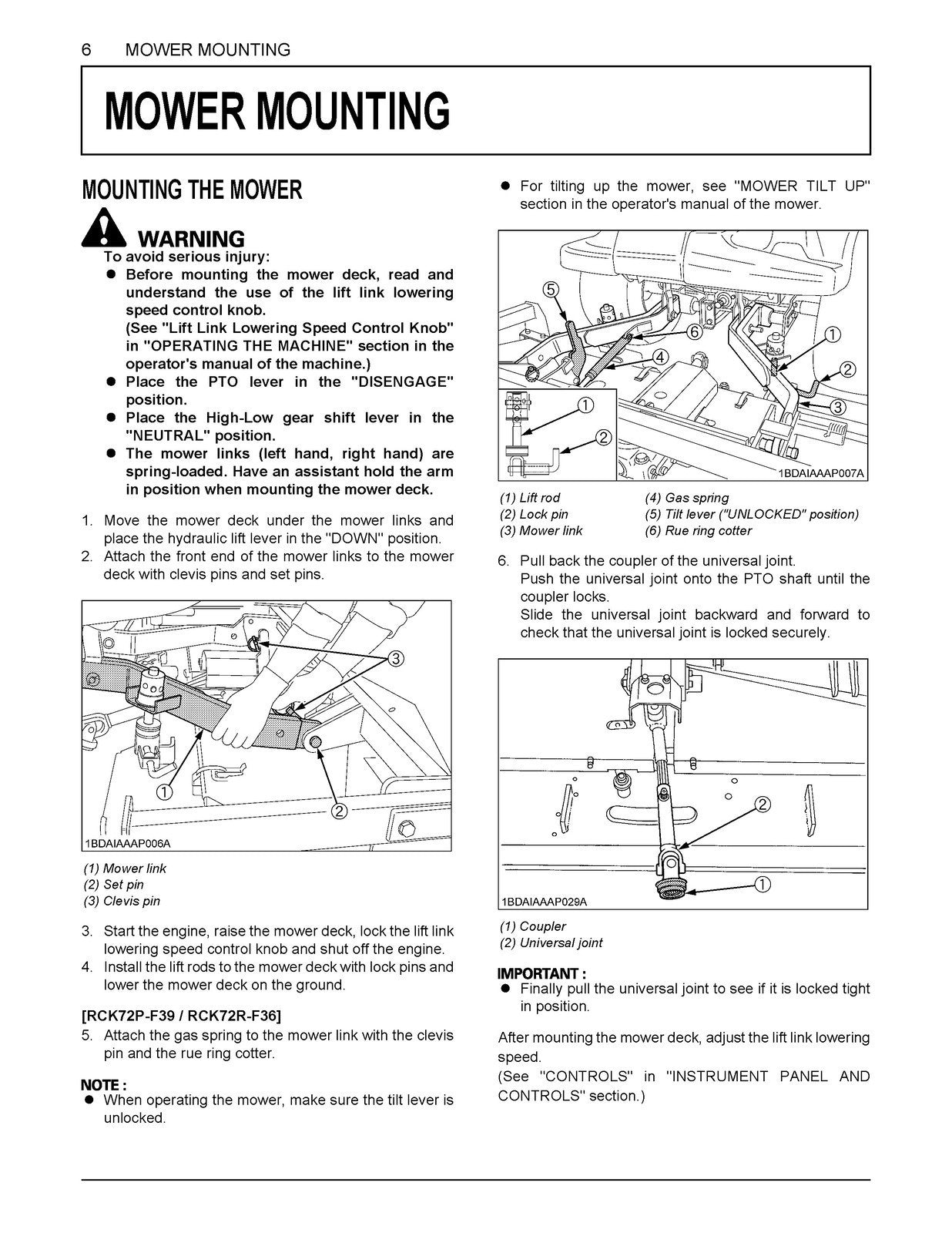 KUBOTA F2890 F3690 FRONT MOWER OPERATORS MANUAL - WIRE BOUND - TOUGH COVERS