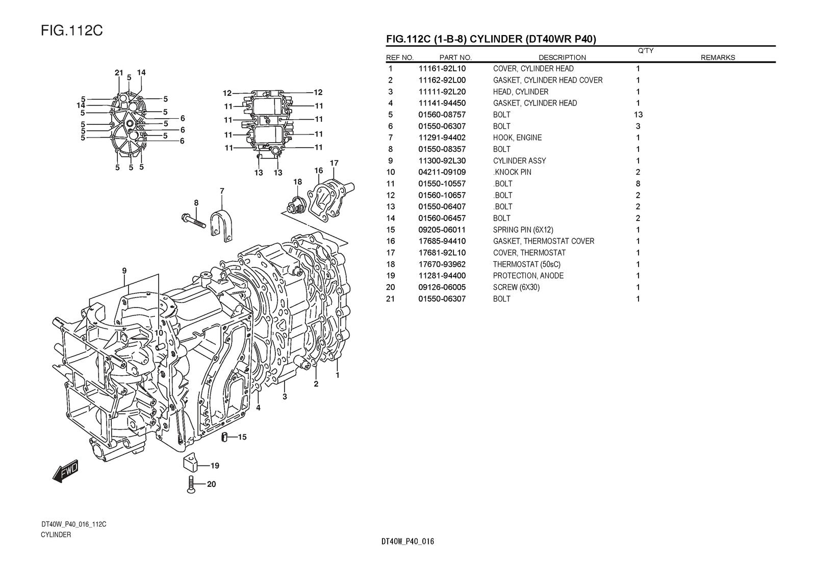 SUZUKI DT40W DT40WR DT40WK PARTS CATALOGUE MANUAL - WIRE BOUND TOUGH COVERS
