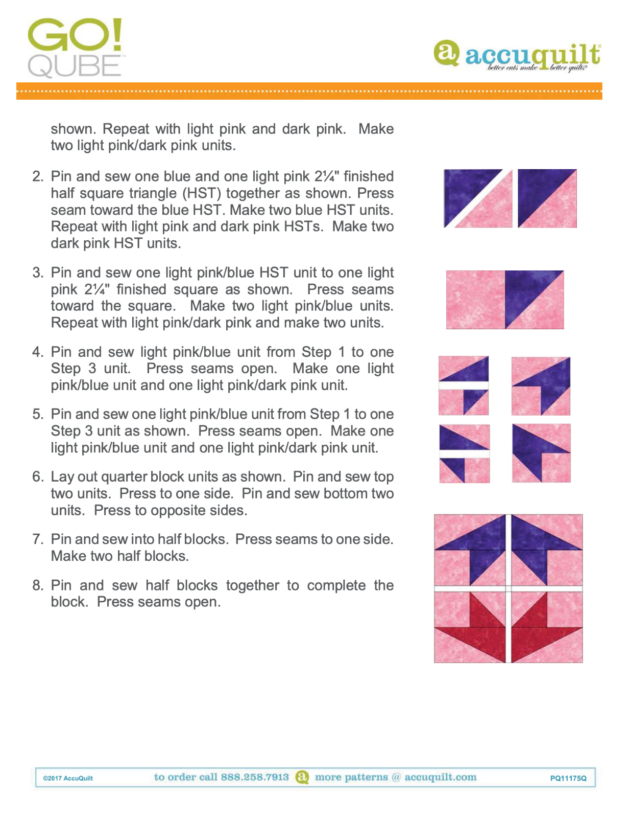 AccuQuilt Go! Qube Manual 9" 3-in-1: BLOCK, CORNERS & ANGLES, 434 PG, Wire Bound