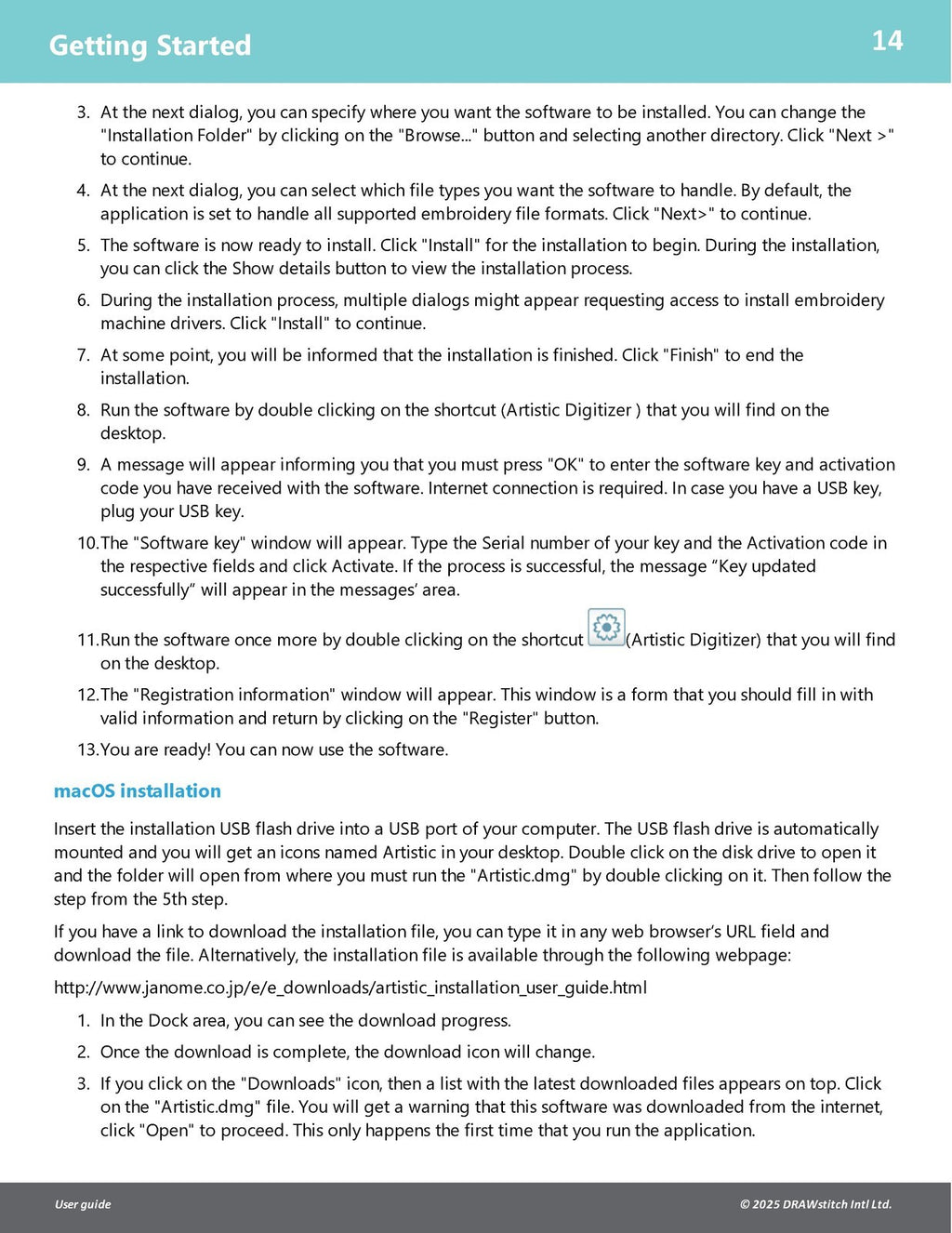 JANOME Artistic Digitizer 2.0 User Guide MANUAL (2025) STEEL WIRE BOUND - COVERS