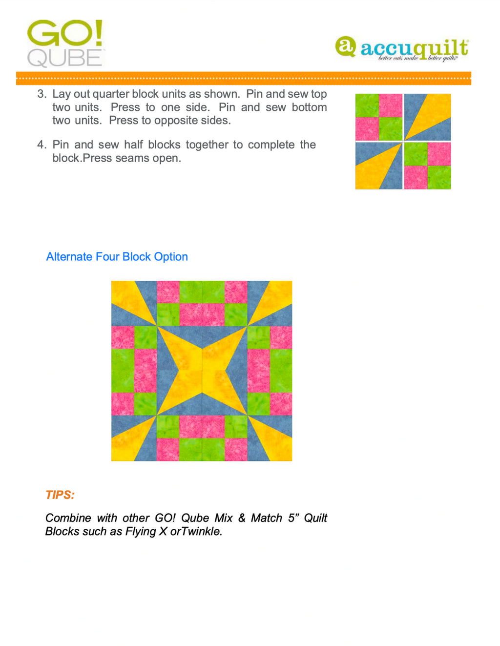 AccuQuilt Go! Qube Manual 5" 3-in-1: BLOCK, CORNERS & ANGLES, 432 PG  Wire Bound