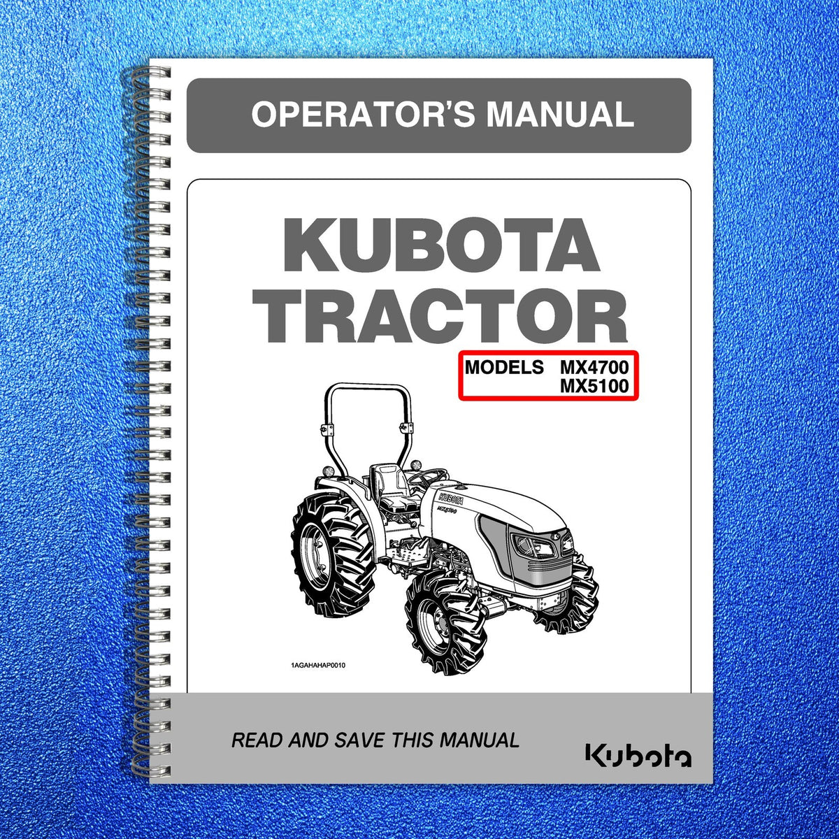 KUBOTA MX4700 MX5100 Workshop Operators & Parts Manual BUNDLE - WIRE BOUND