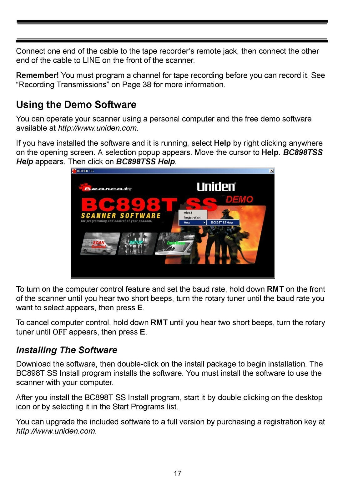 UNIDEN Bearcat Trunk Tracker III BC898T Operators Manual - WIRE BOUND - COVERS