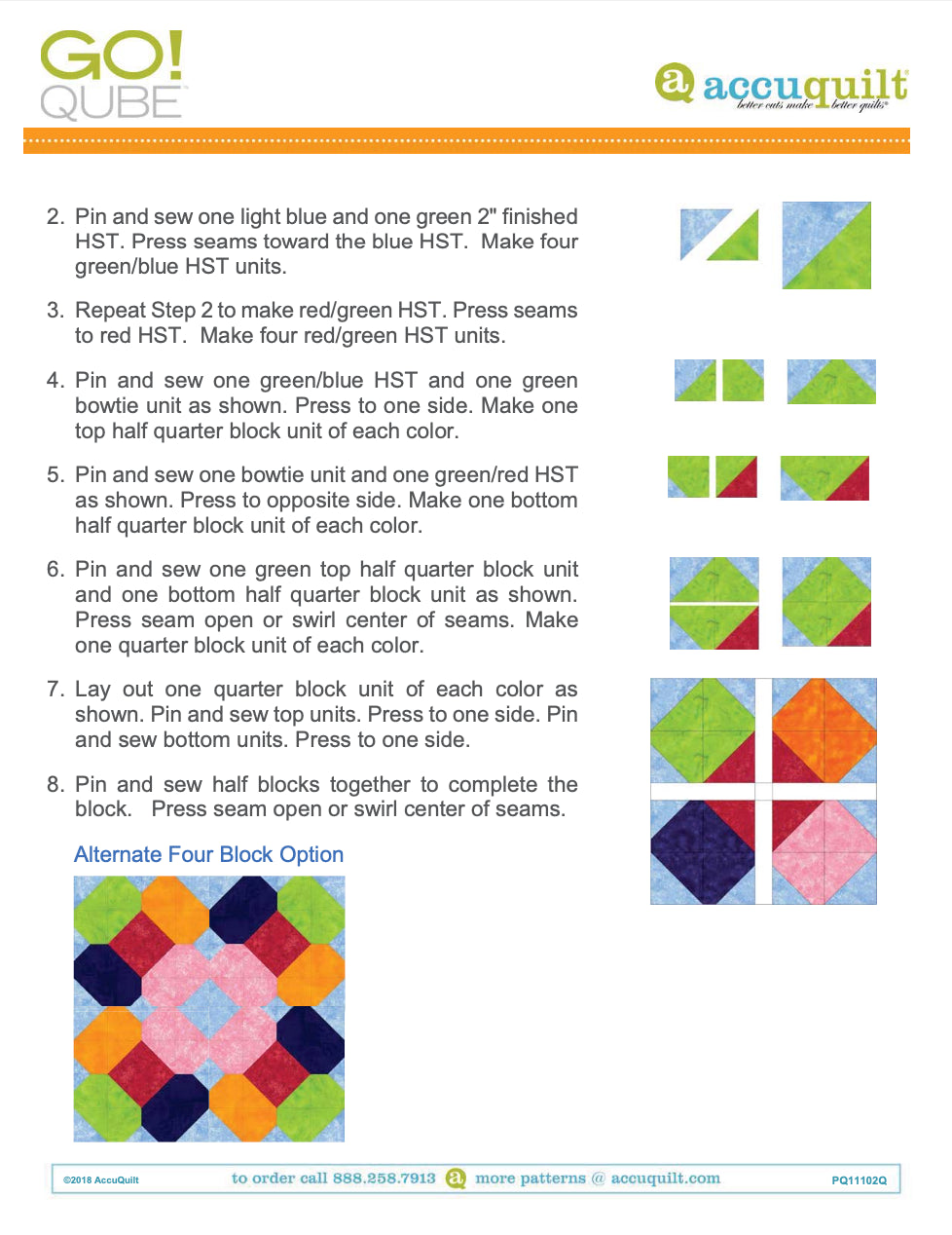 AccuQuilt Go! Qube Manual 8" 3-in-1: BLOCK, CORNERS & ANGLES, 433 PG  Wire Bound