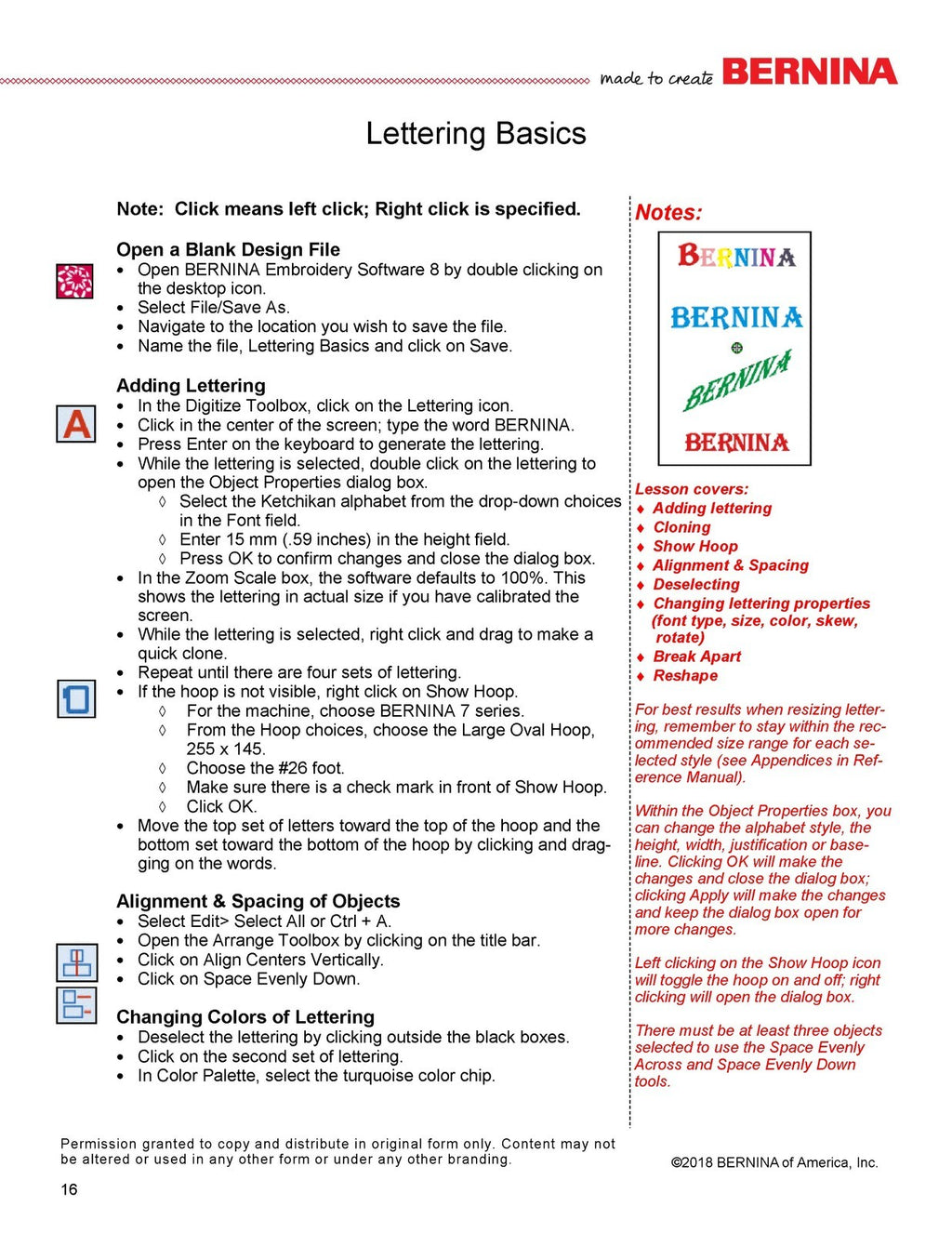BERNINA Embroidery Software 8.2 WORKBOOK 1 BASIC FEATURES - WIRE BOUND