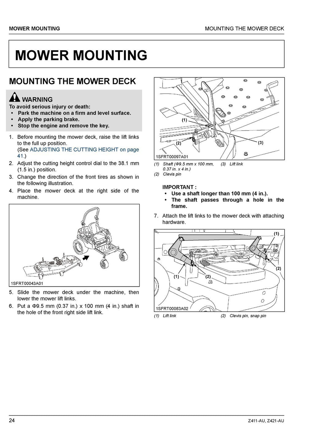 KUBOTA Z411-AU Z421-AU ZERO TURN MOWER OPERATORS MANUAL - WIRE BOUND - COVERS