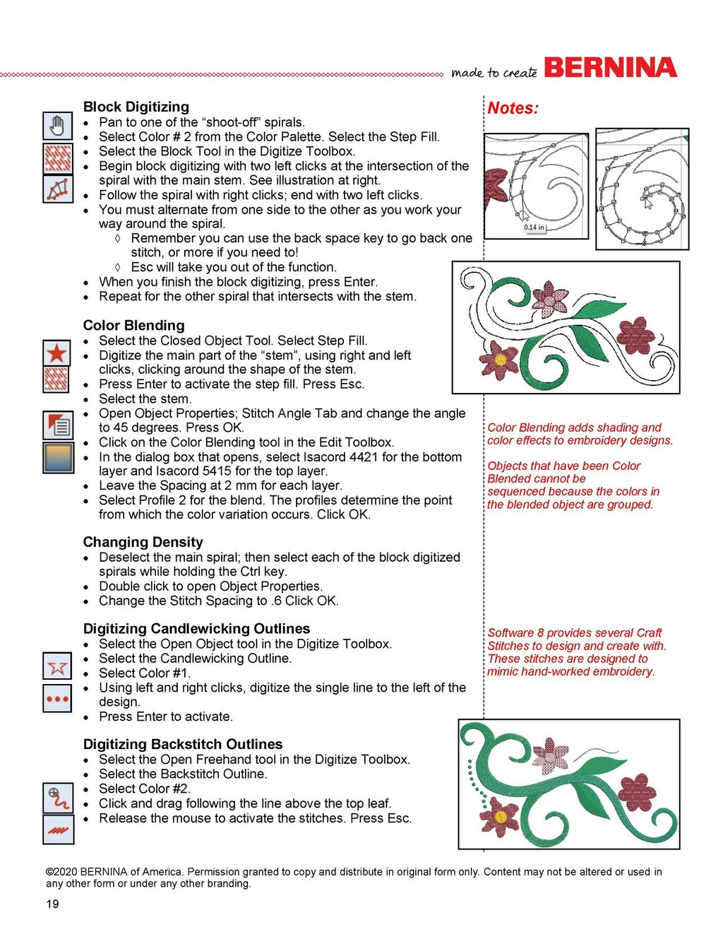 BERNINA Embroidery Software 8.2 WORKBOOK 3 ADVANCED FEATURES, WIRE BOUND, COVERS