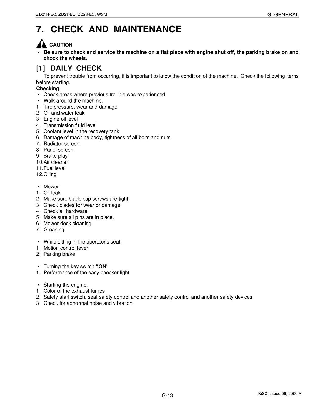KUBOTA ZERO TURN MOWER ZD21N-EC, ZD21-EC,ZD28-EC WORKSHOP MANUAL - WIRE BOUND