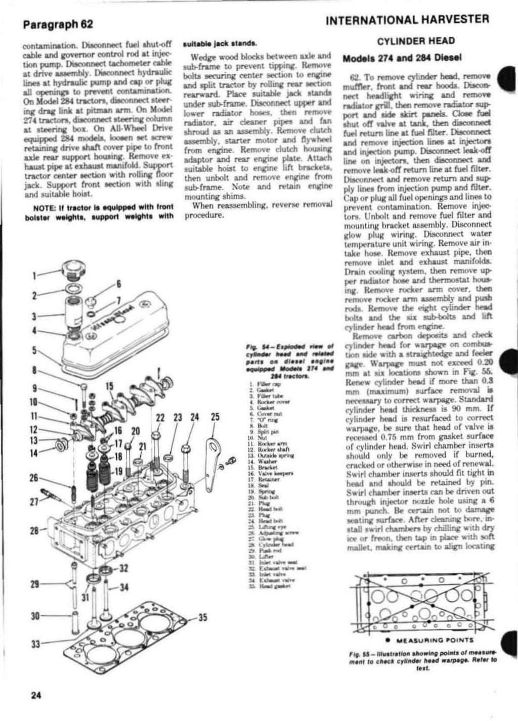 INTERNATIONAL 274 284 Diesel Tractor Shop Manual - WIRE BOUND - TOUGH COVERS