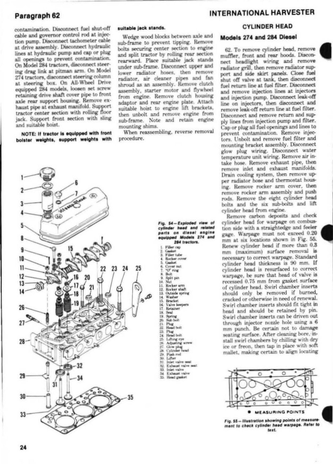 INTERNATIONAL 274 284 Diesel Tractor Shop Manual - WIRE BOUND - TOUGH COVERS