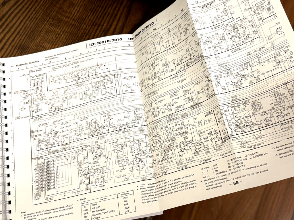 SONY ICF-2001D 2010 Receiver Service Manual - WIRE BOUND - COVERS - XL FOLDOUTS!